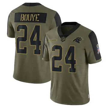 Nike A.J. Bouye Men's Limited Carolina Panthers Olive 2021 Salute To Service Jersey