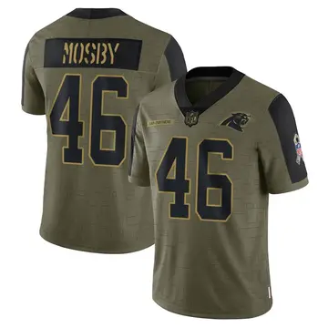 Nike Arron Mosby Men's Limited Carolina Panthers Olive 2021 Salute To Service Jersey