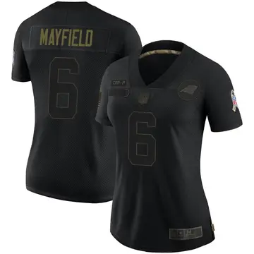 Nike Baker Mayfield Women's Limited Carolina Panthers Black 2020 Salute To Service Jersey