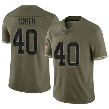 Nike Brandon Smith Men's Limited Carolina Panthers Olive 2022 Salute To Service Jersey