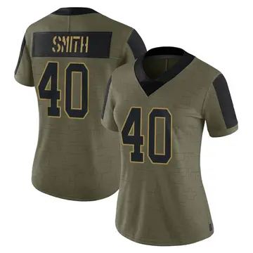 Nike Brandon Smith Women's Limited Carolina Panthers Olive 2021 Salute To Service Jersey