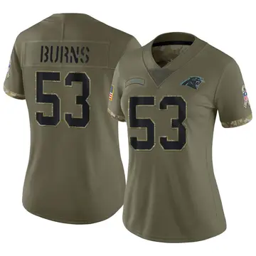 Nike Brian Burns Women's Limited Carolina Panthers Olive 2022 Salute To Service Jersey