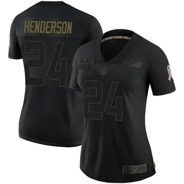 Nike CJ Henderson Women's Limited Carolina Panthers Black 2020 Salute To Service Jersey