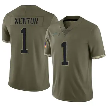 Nike Cam Newton Men's Limited Carolina Panthers Olive 2022 Salute To Service Jersey