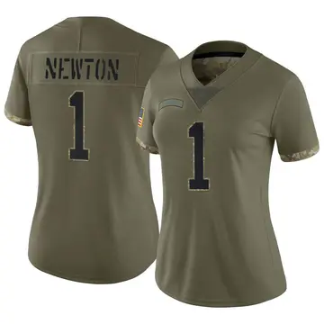 Nike Cam Newton Women's Limited Carolina Panthers Olive 2022 Salute To Service Jersey