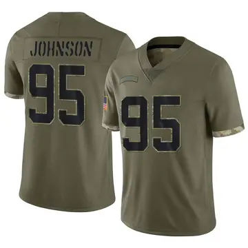 Nike Charles Johnson Men's Limited Carolina Panthers Olive 2022 Salute To Service Jersey