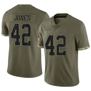 Nike Colin Jones Men's Limited Carolina Panthers Olive 2022 Salute To Service Jersey