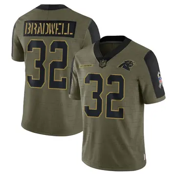 Nike Darius Bradwell Men's Limited Carolina Panthers Olive 2021 Salute To Service Jersey