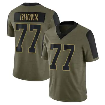 Nike Deonte Brown Men's Limited Carolina Panthers Olive 2021 Salute To Service Jersey