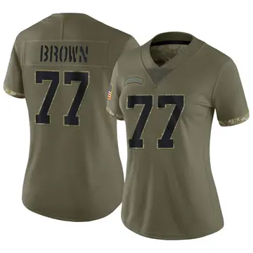Nike Deonte Brown Women's Limited Carolina Panthers Olive 2022 Salute To Service Jersey