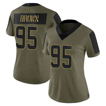 Nike Derrick Brown Women's Limited Carolina Panthers Olive 2021 Salute To Service Jersey