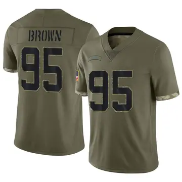 Nike Derrick Brown Youth Limited Carolina Panthers Olive 2022 Salute To Service Jersey