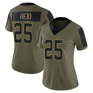 Nike Eric Reid Women's Limited Carolina Panthers Olive 2021 Salute To Service Jersey