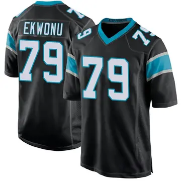 Nike Ikem Ekwonu Men's Game Carolina Panthers Black Team Color Jersey