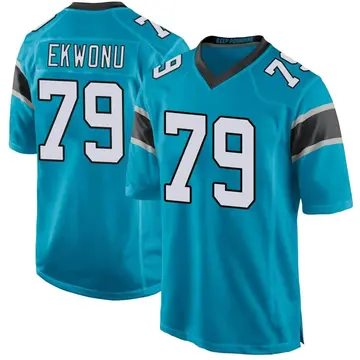 Nike Ikem Ekwonu Men's Game Carolina Panthers Blue Alternate Jersey