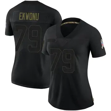 Nike Ikem Ekwonu Women's Limited Carolina Panthers Black 2020 Salute To Service Jersey