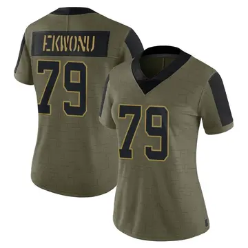Nike Ikem Ekwonu Women's Limited Carolina Panthers Olive 2021 Salute To Service Jersey