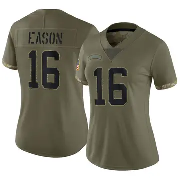 Nike Jacob Eason Women's Limited Carolina Panthers Olive 2022 Salute To Service Jersey