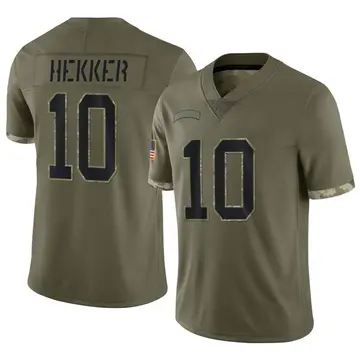 Nike Johnny Hekker Youth Limited Carolina Panthers Olive 2022 Salute To Service Jersey