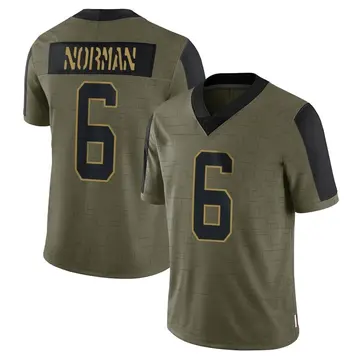 Nike Josh Norman Youth Limited Carolina Panthers Olive 2021 Salute To Service Jersey