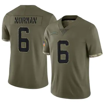 Nike Josh Norman Youth Limited Carolina Panthers Olive 2022 Salute To Service Jersey