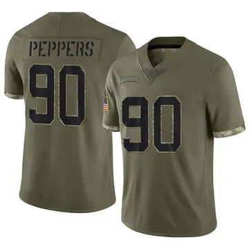 Nike Julius Peppers Men's Limited Carolina Panthers Olive 2022 Salute To Service Jersey