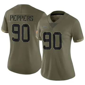 Nike Julius Peppers Women's Limited Carolina Panthers Olive 2022 Salute To Service Jersey