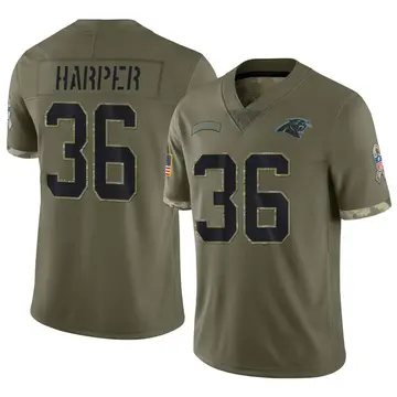 Nike Madre Harper Men's Limited Carolina Panthers Olive 2022 Salute To Service Jersey