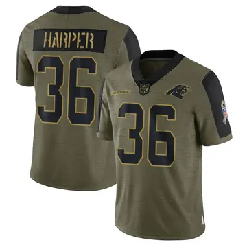 Nike Madre Harper Youth Limited Carolina Panthers Olive 2021 Salute To Service Jersey