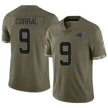 Nike Matt Corral Men's Limited Carolina Panthers Olive 2022 Salute To Service Jersey