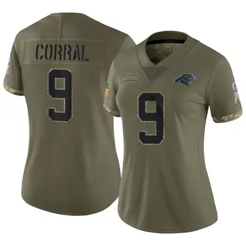 Nike Matt Corral Women's Limited Carolina Panthers Olive 2022 Salute To Service Jersey
