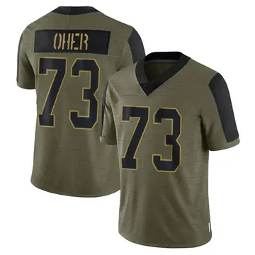 Nike Michael Oher Men's Limited Carolina Panthers Olive 2021 Salute To Service Jersey