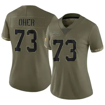 Nike Michael Oher Women's Limited Carolina Panthers Olive 2022 Salute To Service Jersey