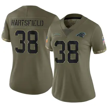 Nike Myles Hartsfield Women's Limited Carolina Panthers Olive 2022 Salute To Service Jersey
