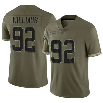 Nike Raequan Williams Men's Limited Carolina Panthers Olive 2022 Salute To Service Jersey