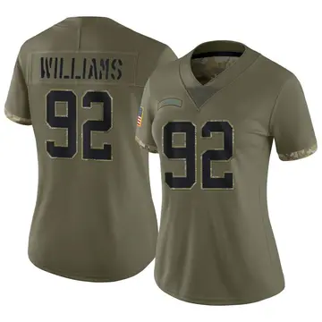 Nike Raequan Williams Women's Limited Carolina Panthers Olive 2022 Salute To Service Jersey