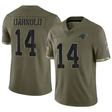 Nike Sam Darnold Men's Limited Carolina Panthers Olive 2022 Salute To Service Jersey