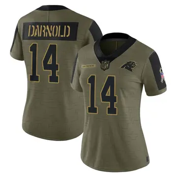 Nike Sam Darnold Women's Limited Carolina Panthers Olive 2021 Salute To Service Jersey