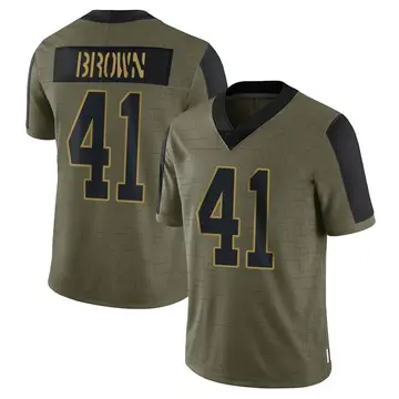 Nike Spencer Brown Men's Limited Carolina Panthers Olive 2021 Salute To Service Jersey