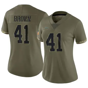 Nike Spencer Brown Women's Limited Carolina Panthers Olive 2022 Salute To Service Jersey