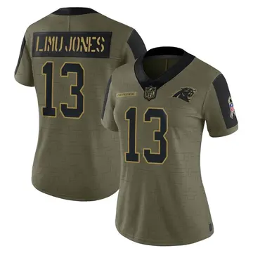 Nike Talolo Limu-Jones Women's Limited Carolina Panthers Olive 2021 Salute To Service Jersey