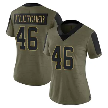Nike Thomas Fletcher Women's Limited Carolina Panthers Olive 2021 Salute To Service Jersey