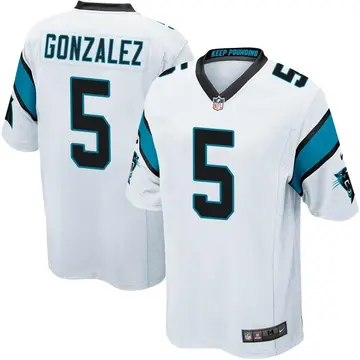 Nike Zane Gonzalez Men's Game Carolina Panthers White Jersey